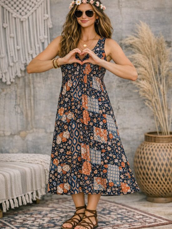 Weston Wear Dresses & Skirts - 433 - Boho Paisley Maxi Dress | Flowy | Festival Cottagecore Vibes